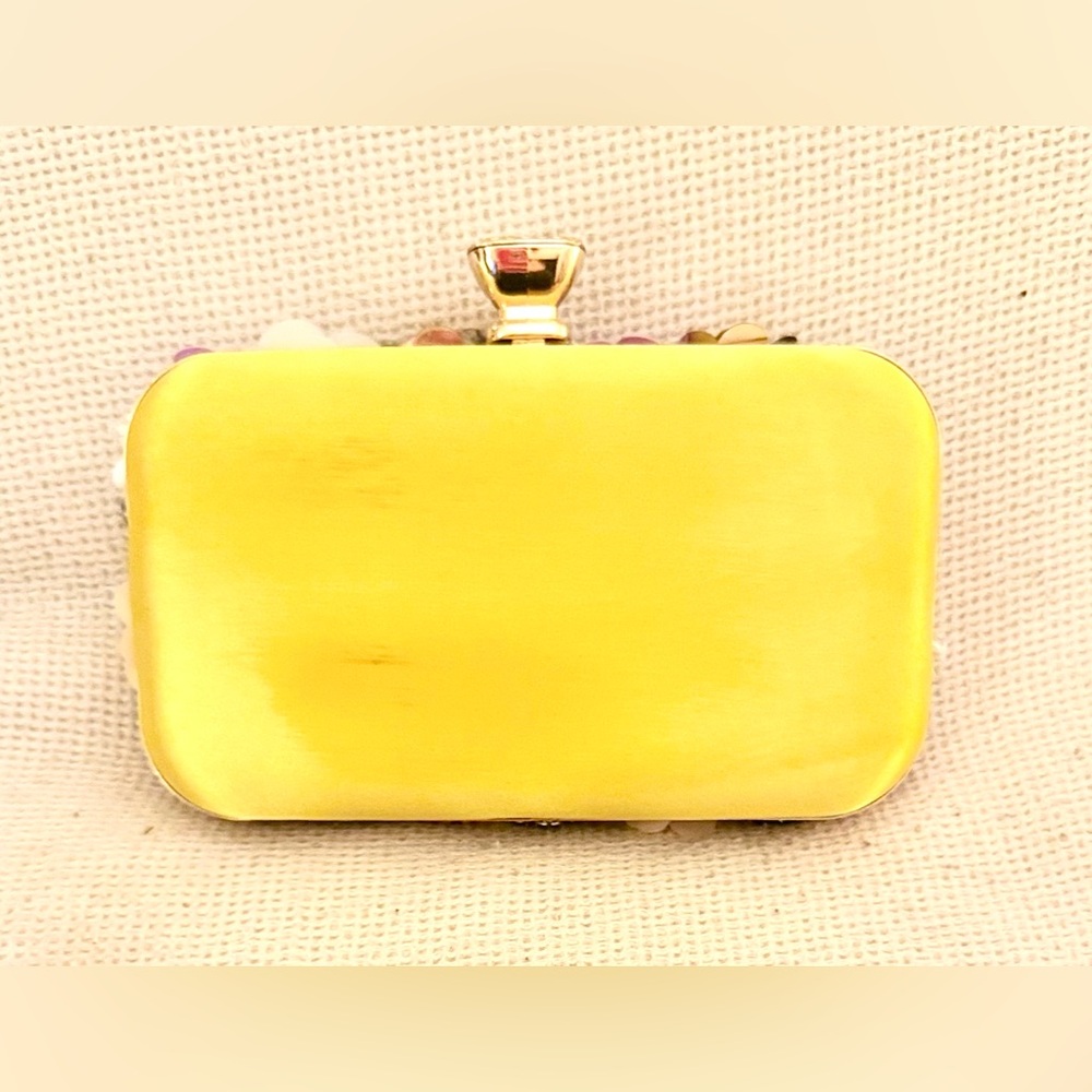 Floral Embellished Yellow Clutch - Picture 2 of 3